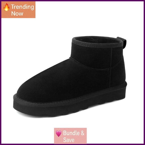 Women's Genuine Suede Winter Boots Water Resistant Faux Fur Lined Memory Foam